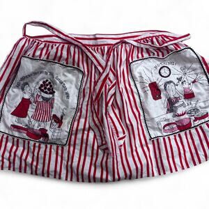 Vintage red and white apron Funny Mom Apron Ties Striped‎